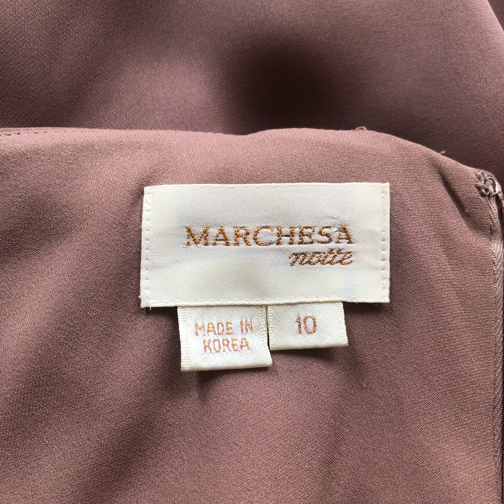 Marchesa Mauve Sequin Bugle Bead Silk Pleated Gown - Picture 7 of 7